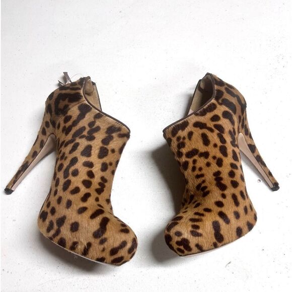 Miu Miu Leopard Print Ankle Bootie Brown Black High Heel 6 1/2 - Picture 8 of 11